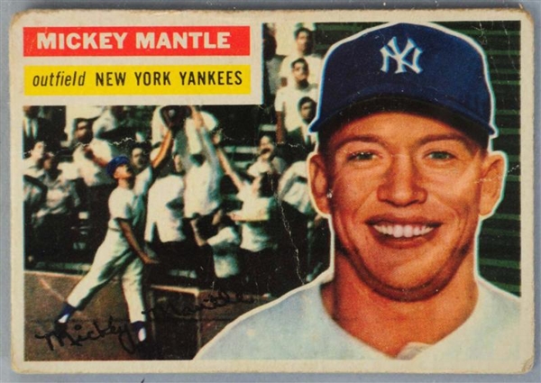 TOPPS 1956 NO. 135 MICKEY MANTLE BASEBALL CARD.   