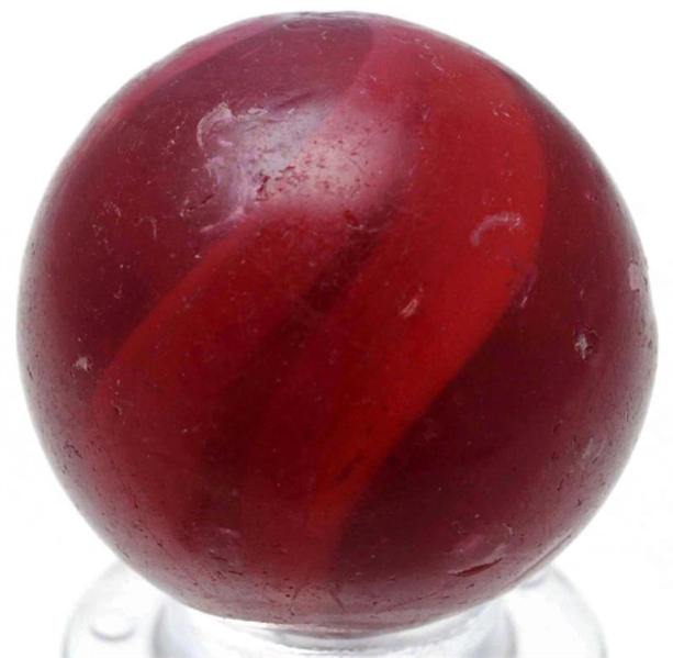 RED GLASS SWIRL MARBLE.                           