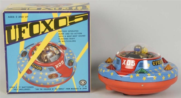 TIN LITHO UFO SPACE SAUCER BATTERY-OPERATED TOY.  