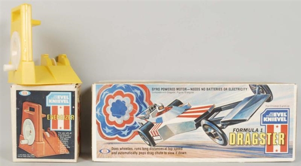 IDEAL EVEL KNIEVEL DRAGSTER TOY & ENERGIZER.      
