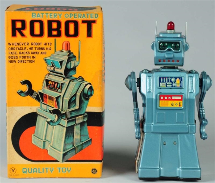 TIN LITHO & PAINTED DIRECTIONAL ROBOT IN BLUE.    