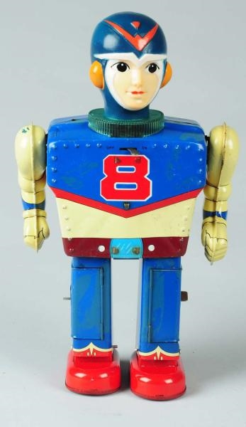 TIN LITHO BATTERY-OPERATED 8TH MAN ROBOT.         