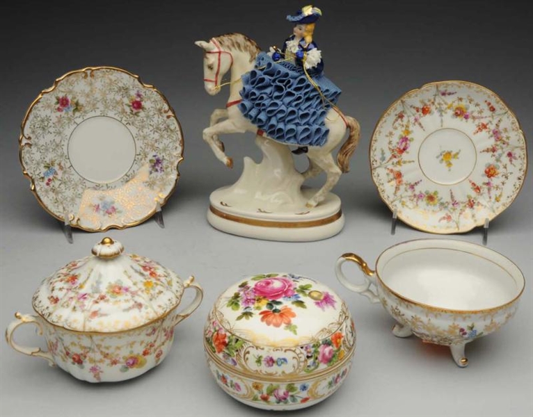 LOT OF 4: PIECES OF DRESDEN CHINA.                