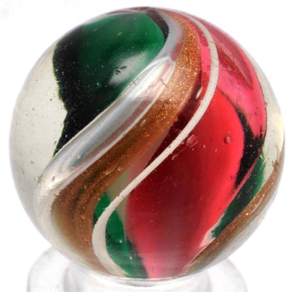 RED & GREEN RIBBON LUTZ MARBLE.                   