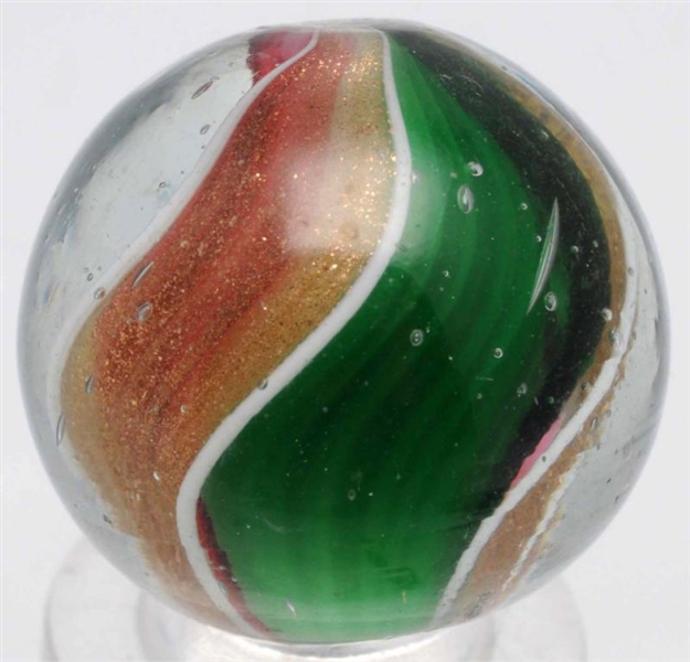 RED & GREEN RIBBON LUTZ MARBLE.                   