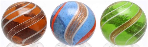 LOT OF 3: BANDED LUTZ MARBLES.                    