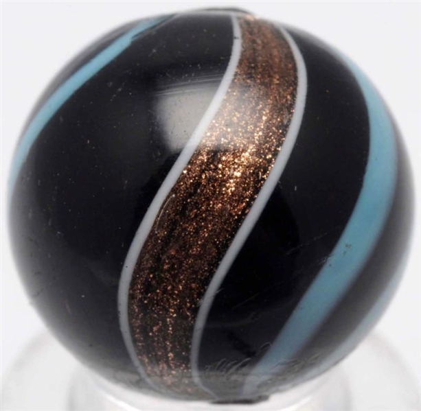 BLACK OPAQUE BANDED LUTZ MARBLE.                  