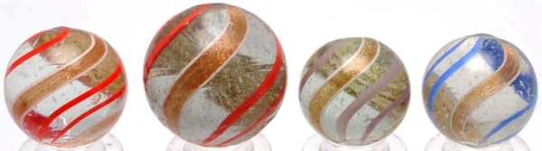 LOT OF 4: BANDED LUTZ MARBLES.                    
