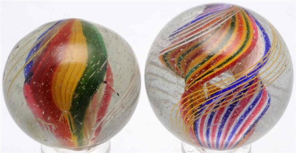 LOT OF 2: DOUBLE RIBBON SWIRL MARBLES.            