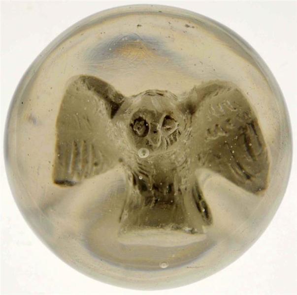 LARGE SPREAD WING OWL SULPHIDE MARBLE.            