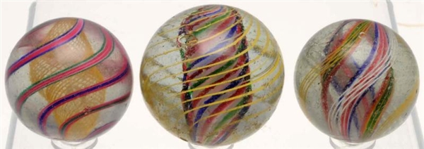 LOT OF 3: LARGE SWIRL MARBLES.                    
