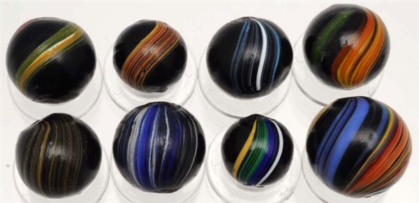 LOT OF 8: INDIAN SWIRL MARBLES.                   