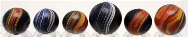 LOT OF 6: INDIAN SWIRL MARBLES.                   