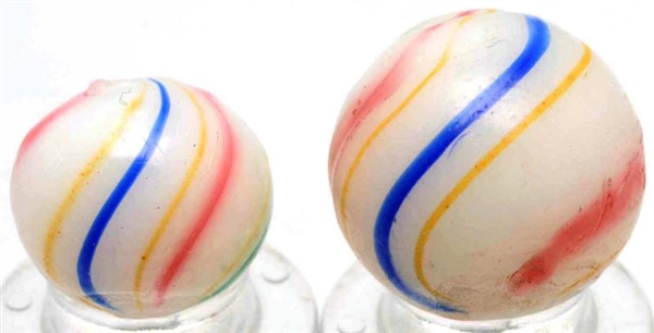 LOT OF 2: UNUSUAL SAME CANE BANDED OPAQUE MARBLES 