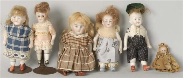 LOT OF 6: GERMAN ALL BISQUE CHILD DOLLS.          