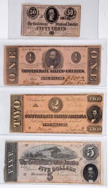 LOT OF 4: CONFEDERATE BANK NOTES.                 