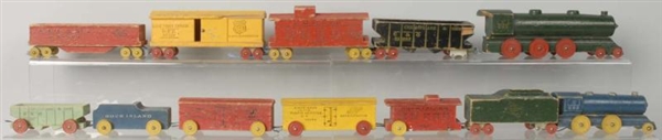 LOT OF WOODEN FREIGHT TRAINS.                     