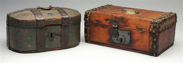LOT OF 2: EARLY WOODEN CHESTS.                    
