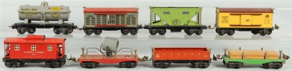 LOT OF 8: LIONEL O-GAUGE 600 SERIES FREIGHT CARS. 