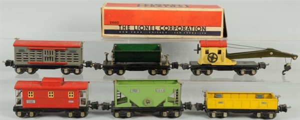 LOT OF 6: LIONEL O-GAUGE 2600 SERIES FREIGHT CARS 