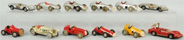 LOT OF 12: SCHUCO WIND-UP MICRO RACER VEHICLES.   