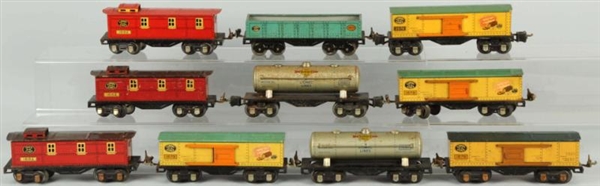 LOT OF 10: LIONEL & IVES LITHO FREIGHT CARS.      