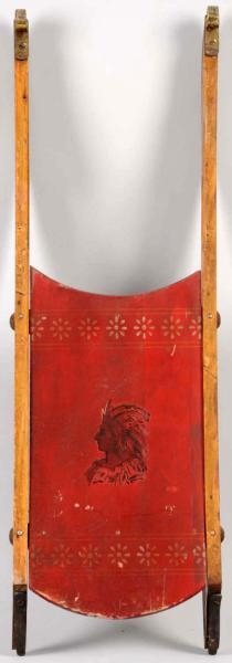 RED WOODEN CHILDS SLED.                          