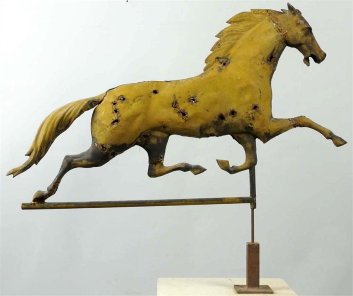 HORSE WEATHERVANE WITH CAST IRON HEAD.            