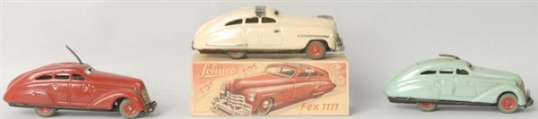 LOT OF 3: SCHUCO TIN WIND-UP CARS.                