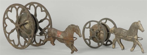 LOT OF 2: AMERICAN TIN HORSE-DRAWN BELL TOYS.     