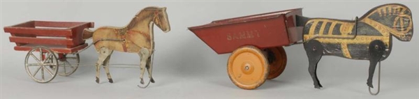 LOT OF 2: EARLY HORSE-DRAWN CART TOYS.            