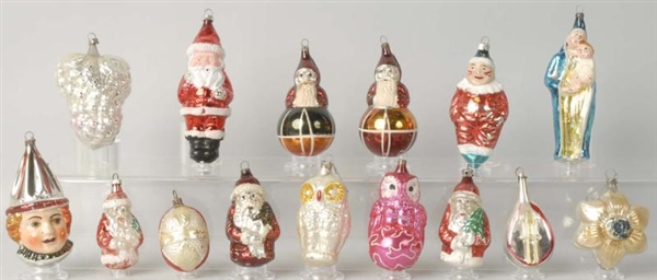 LOT OF 15: VINTAGE GLASS CHRISTMAS ORNAMENTS.     