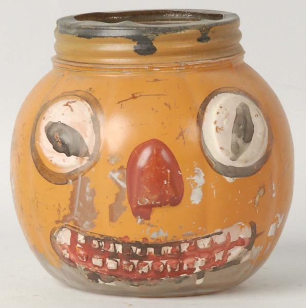 PAINTED JACK-O-LANTERN CANDY CONTAINER.           