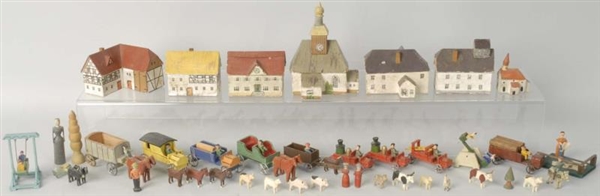 LOT OF SMALL WOODEN DOLLHOUSE TOYS.               