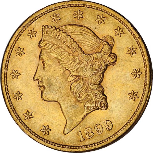 1899 $20 GOLD LIBERTY DOUBLE EAGLE.               