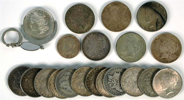 LOT OF 19: SILVER DOLLARS.                        