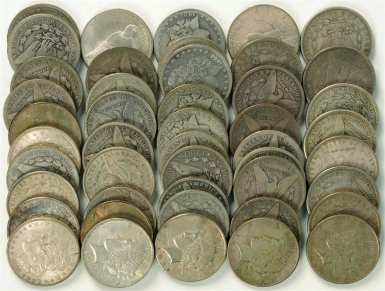 LOT OF 46: SILVER DOLLARS.                        