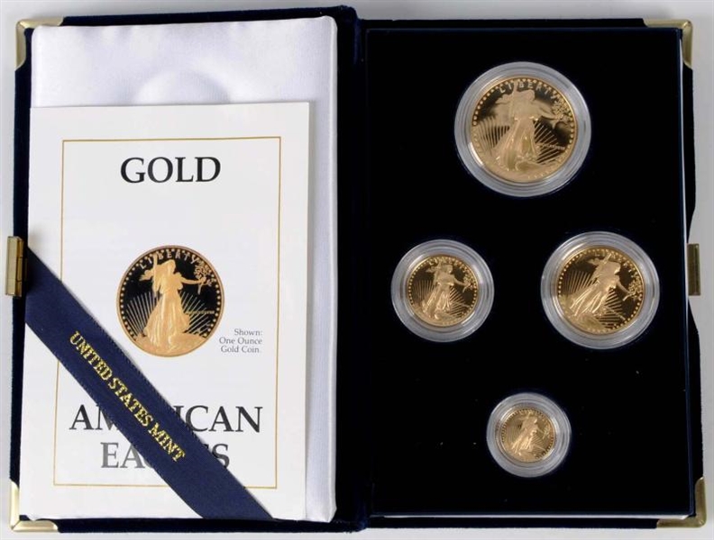 1988 AMERICAN EAGLE GOLD 4-COIN PROOF SET.        