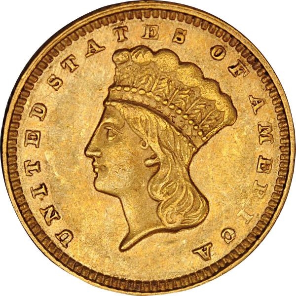 1857 $1 GOLD COIN.                                
