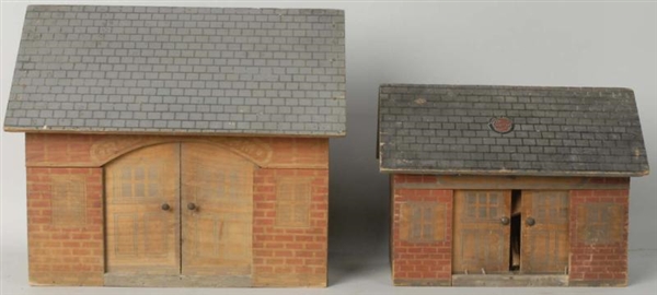 LOT OF 2: PAPER LITHO ON WOOD HOUSES.             