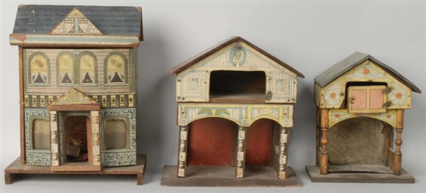 LOT OF 3: BLISS PAPER LITHO ON WOOD DOLL HOUSES.  