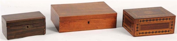 LOT OF 3: WOODEN BOXES.                           