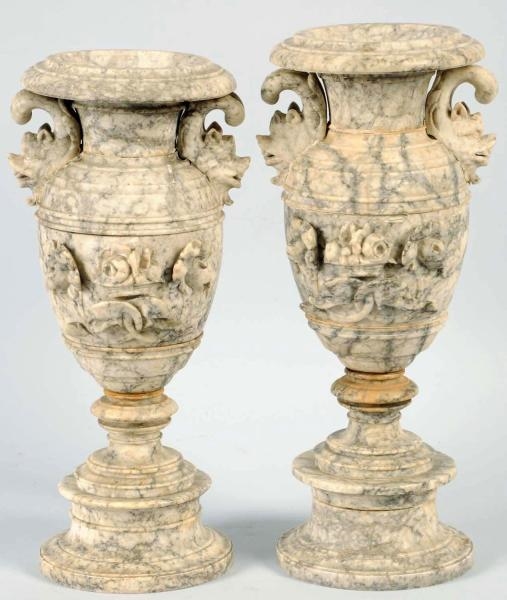 LOT OF 2: MARBLE URNS.                            