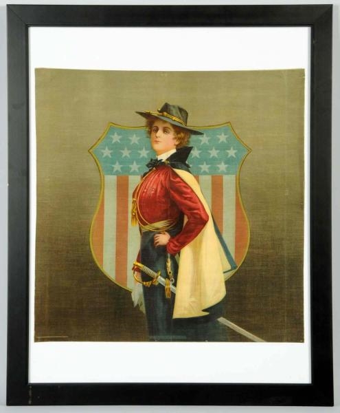 MILITARY DRESSED LADY PRINT ON LINEN.             
