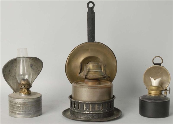 LOT OF 3: TIN & STEEL LAMPS.                      