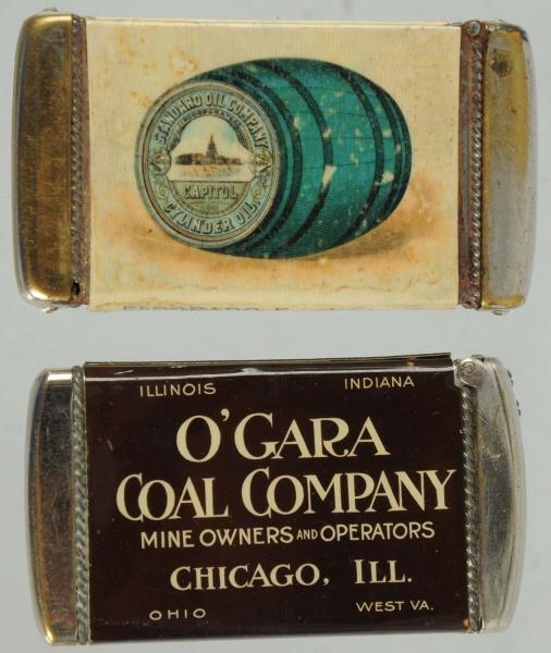 LOT OF 2: ADVERTISING CELLULOID MATCH SAFES.      