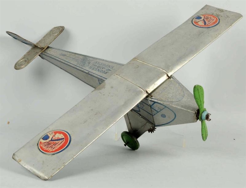 TIN LITHO PIONEER AIR EXPRESS AIRPLANE PULL TOY.  