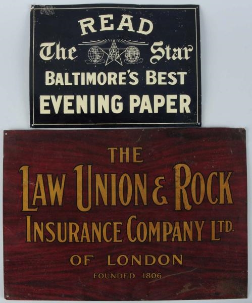 LOT OF 2: TIN ADVERTISING SIGNS.                  