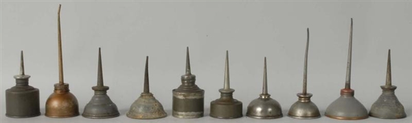LOT OF 10: SMALL OIL CANS.                        