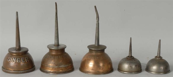 LOT OF 5: SMALL OIL CANS.                         
